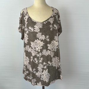 PerSeption Concept Floral Tee T-Shirt Blouse ((size Large))